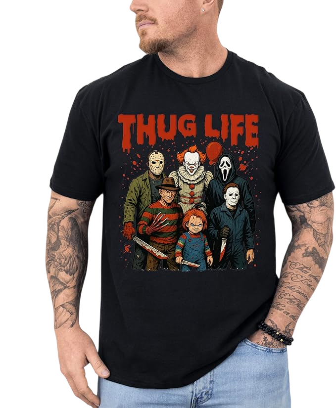 Thug Life Horror Scary Characters 80s 90s Killers shirts
